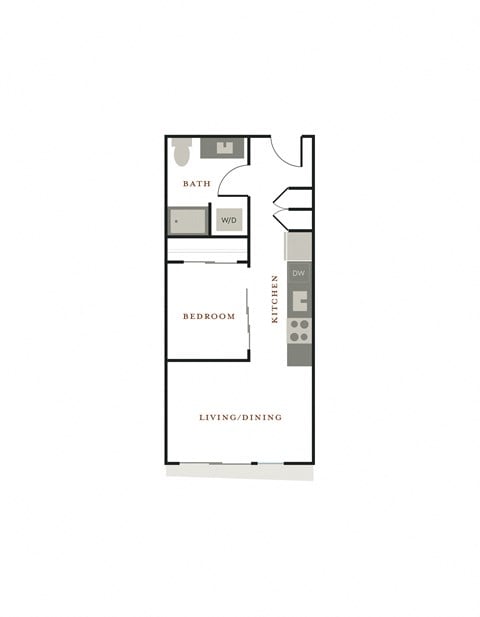 Floor plan for 1 bed, 1 bath, 464 sqft